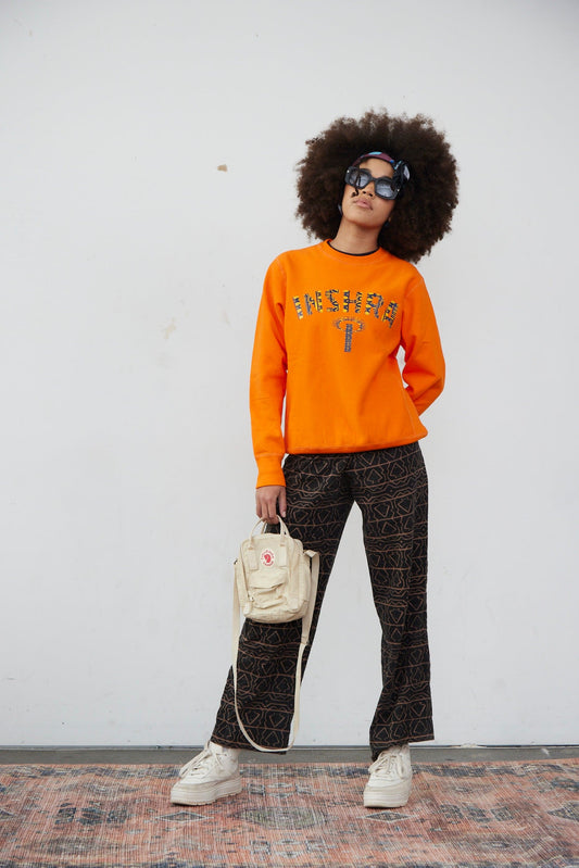 INSHRA “Royal Heritage” Fleece Crewneck Bright Orange - shopinshra